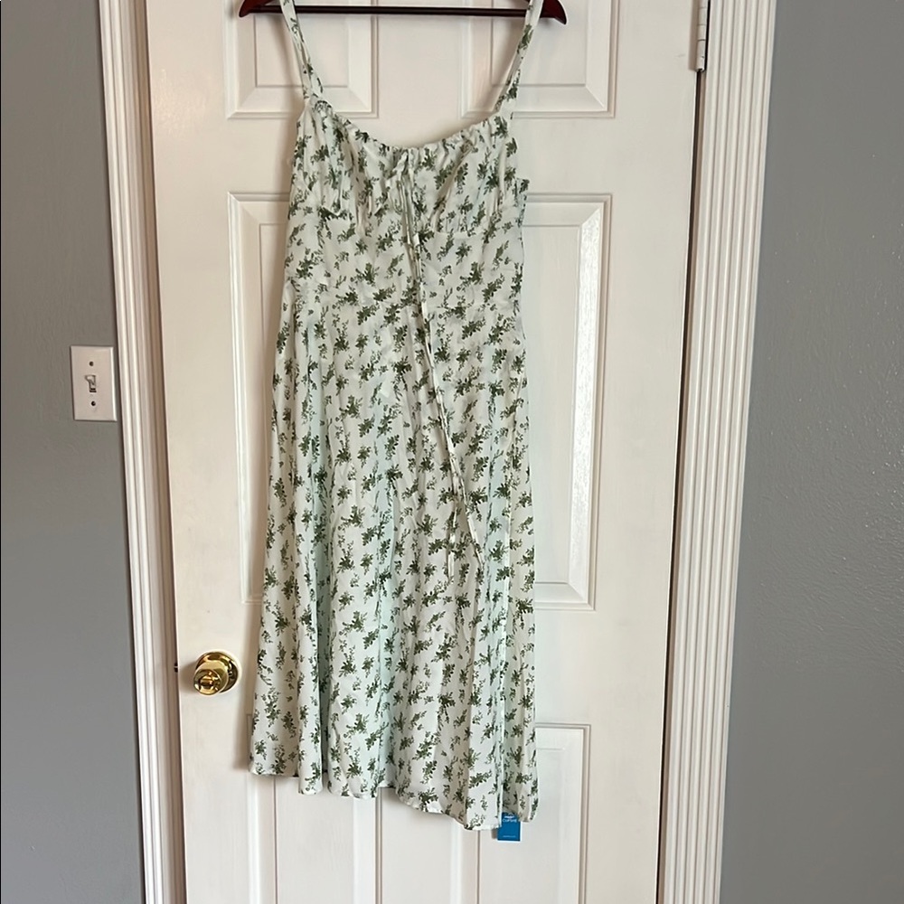 Cupshe White and Green Floral Dress